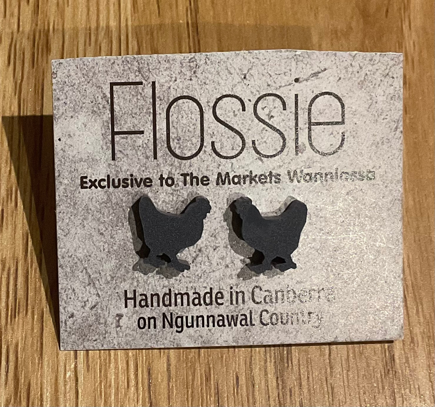 *Earrings Grey Chicken Studs