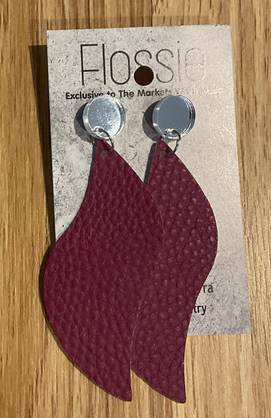 *Earrings Faux Leather Plum Wavy Dangles