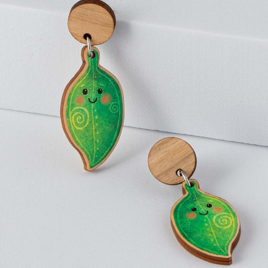 Wooden Leaf Statement Earrings
