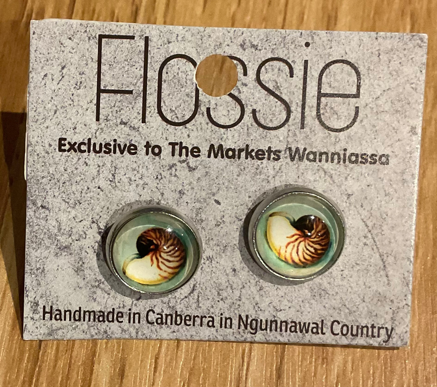 *Earrings Seashell Glass Studs
