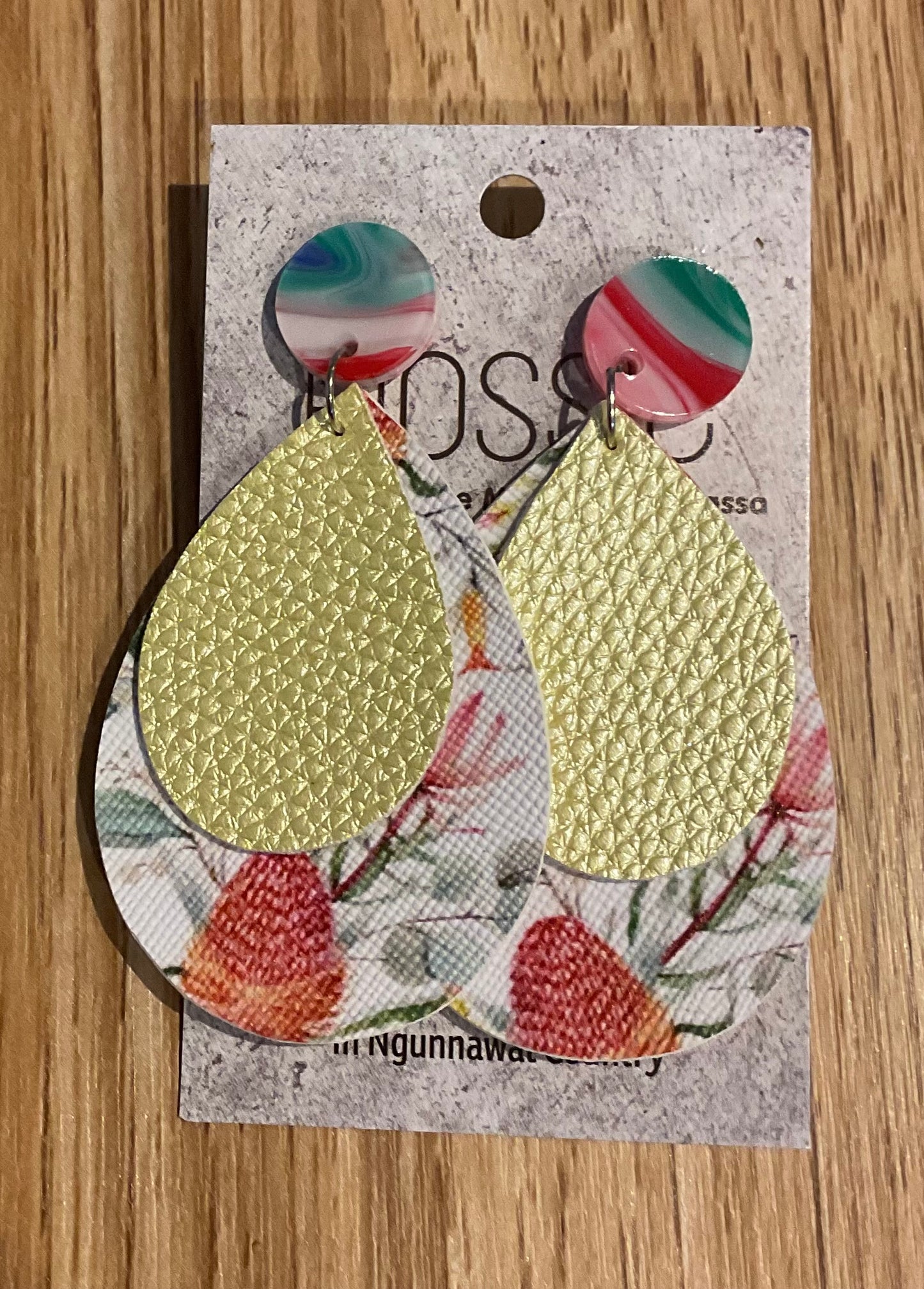 *Earrings Floral and Gold Dangles