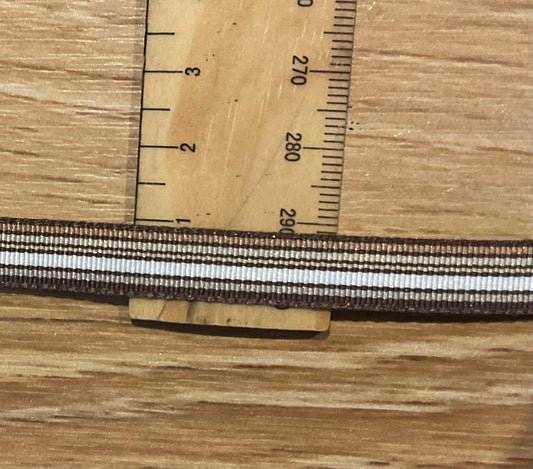 *Ribbon Chocolate Brown Stripes 10mm Per Metre