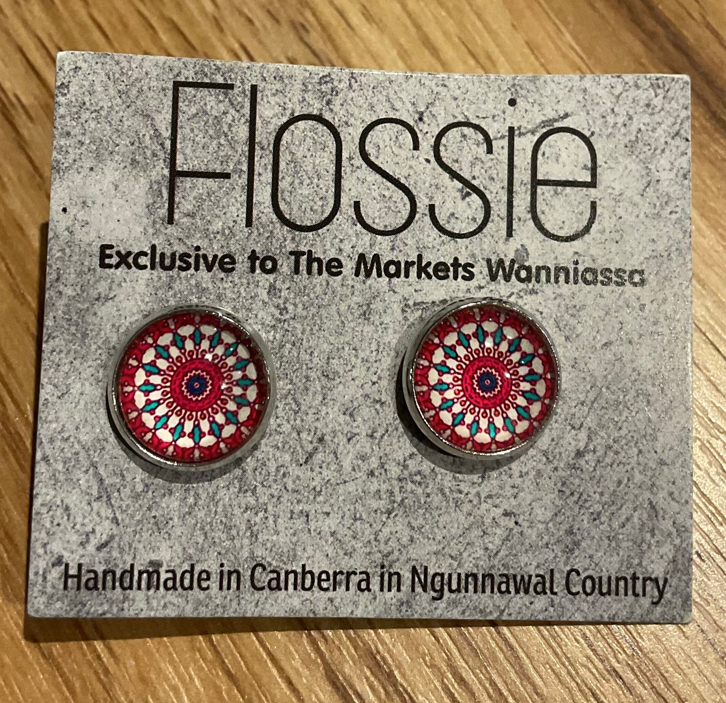 *Earrings Pink Mandala Glass Studs