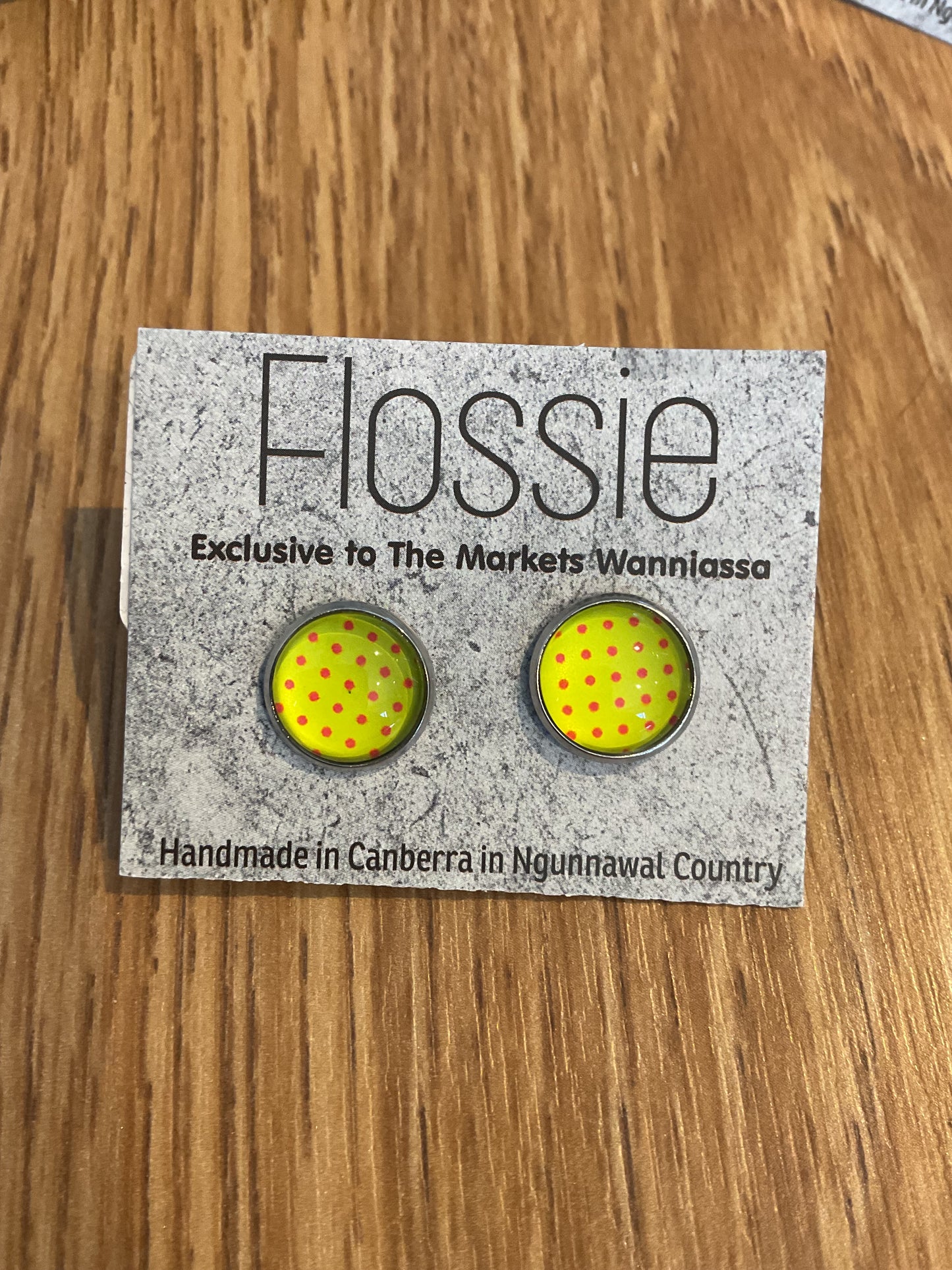 *Earrings Yellow Red Spots Studs