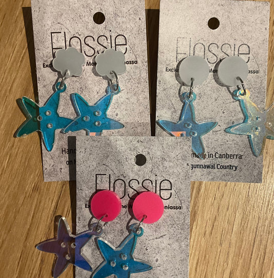 *Earrings Acrylic Shimmery Star Dangles