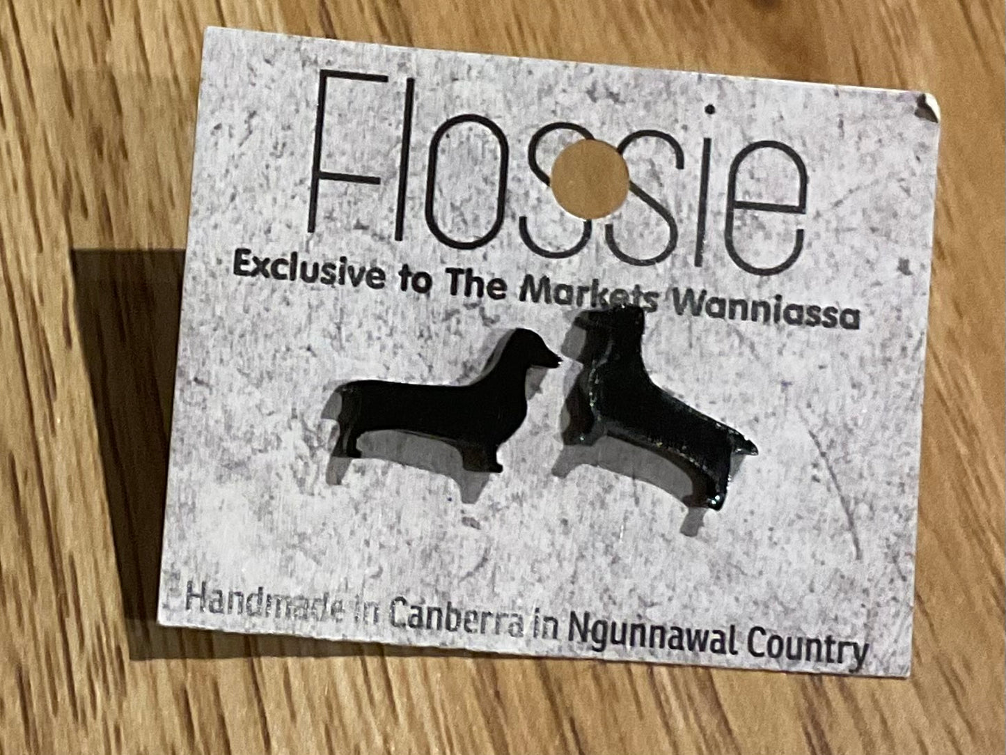 *Earrings Black Sausage Dog Studs
