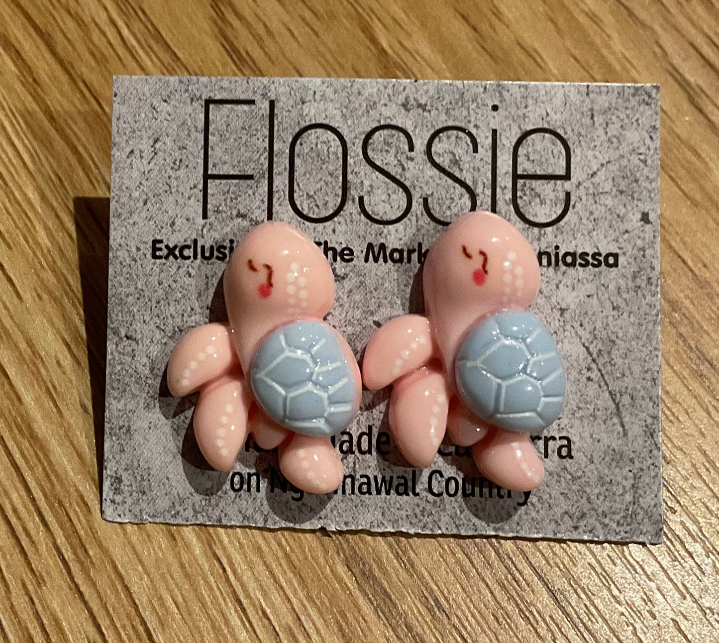 *Earrings Pink Turtle Studs