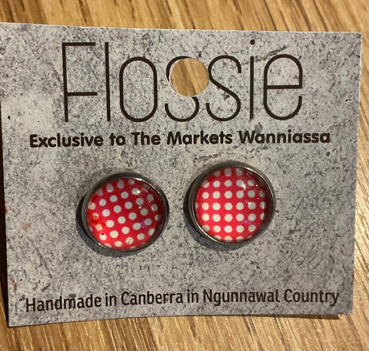 *Earrings Red Spots Studs