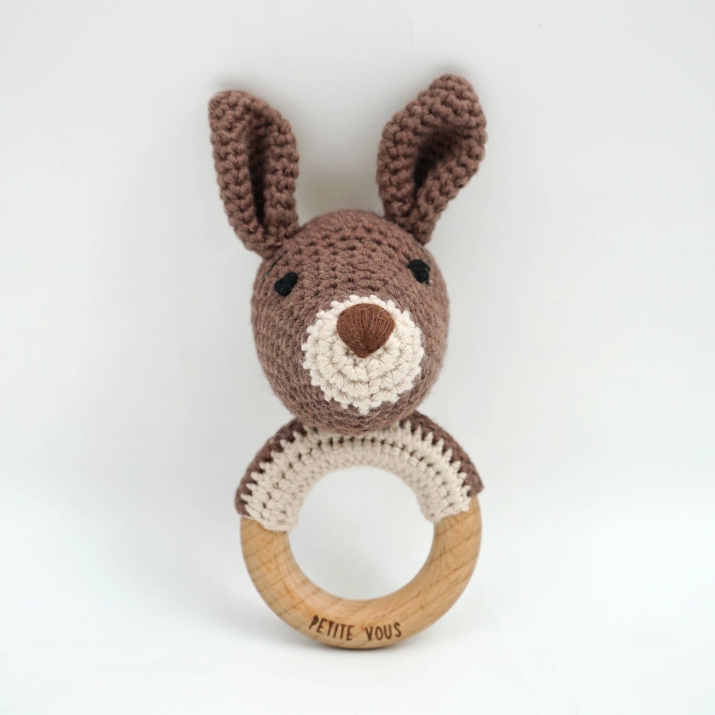 100% Cotton Crochet Ring Rattle - Kobe Kangaroo