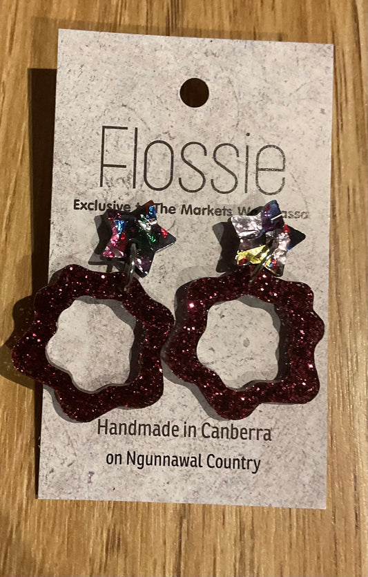 *Earrings Acrylic Glitter Pink Dangles