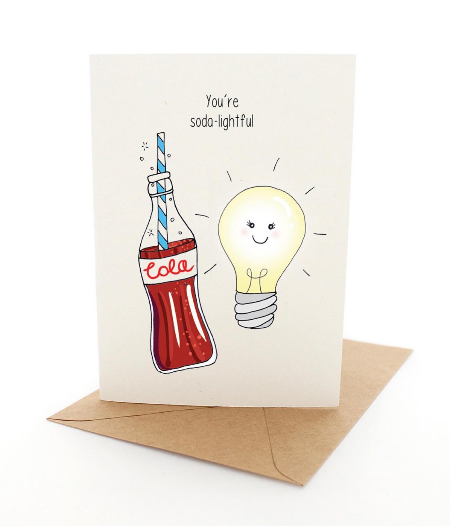 Greeting Card Punny Soda-lightful