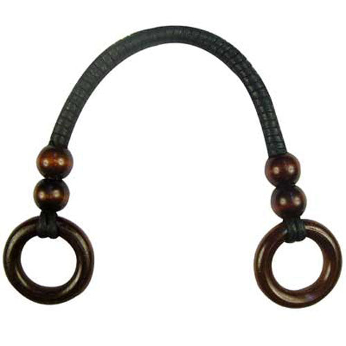 Bag Handles - Leather with Wooden Beads 360mm
