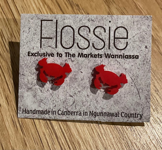 *Earrings Red Crab Studs
