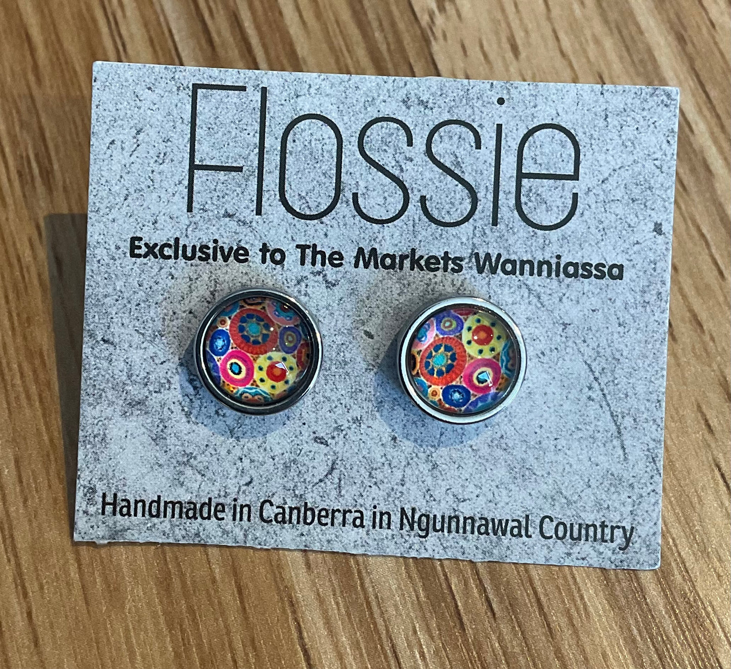 *Earrings Coloured Spots Glass Dome Studs