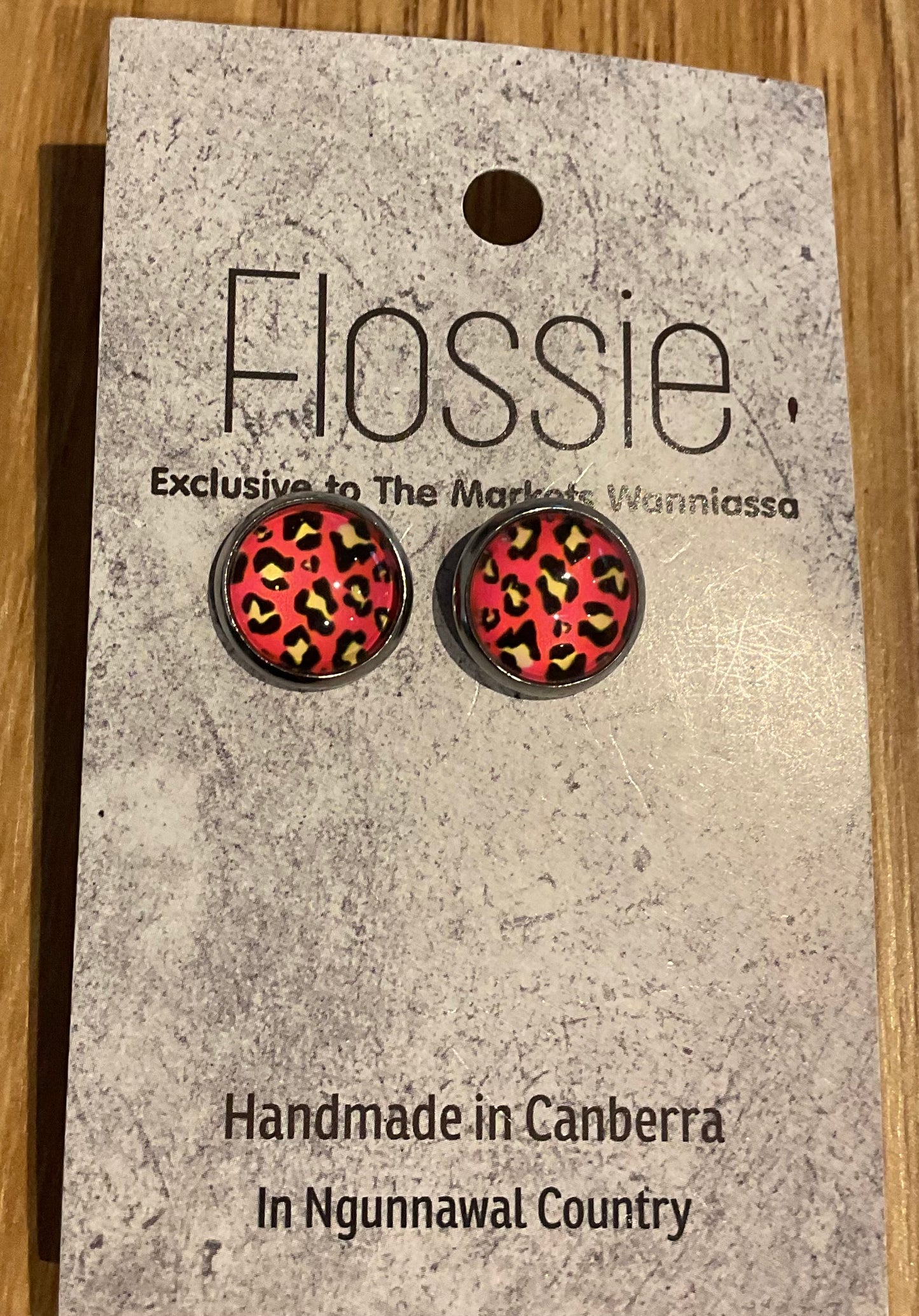 *Earrings Animal Print Pink/Yellow Studs