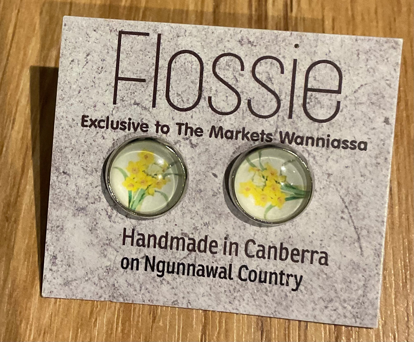 *Earrings Yellow Bloom Glass Studs