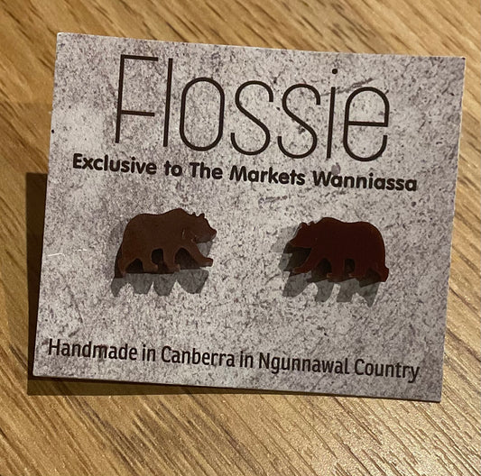 *Earrings Brown Bear Studs
