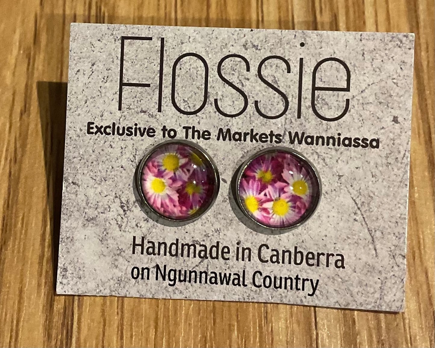 *Earrings Pink Bloom Glass Studs