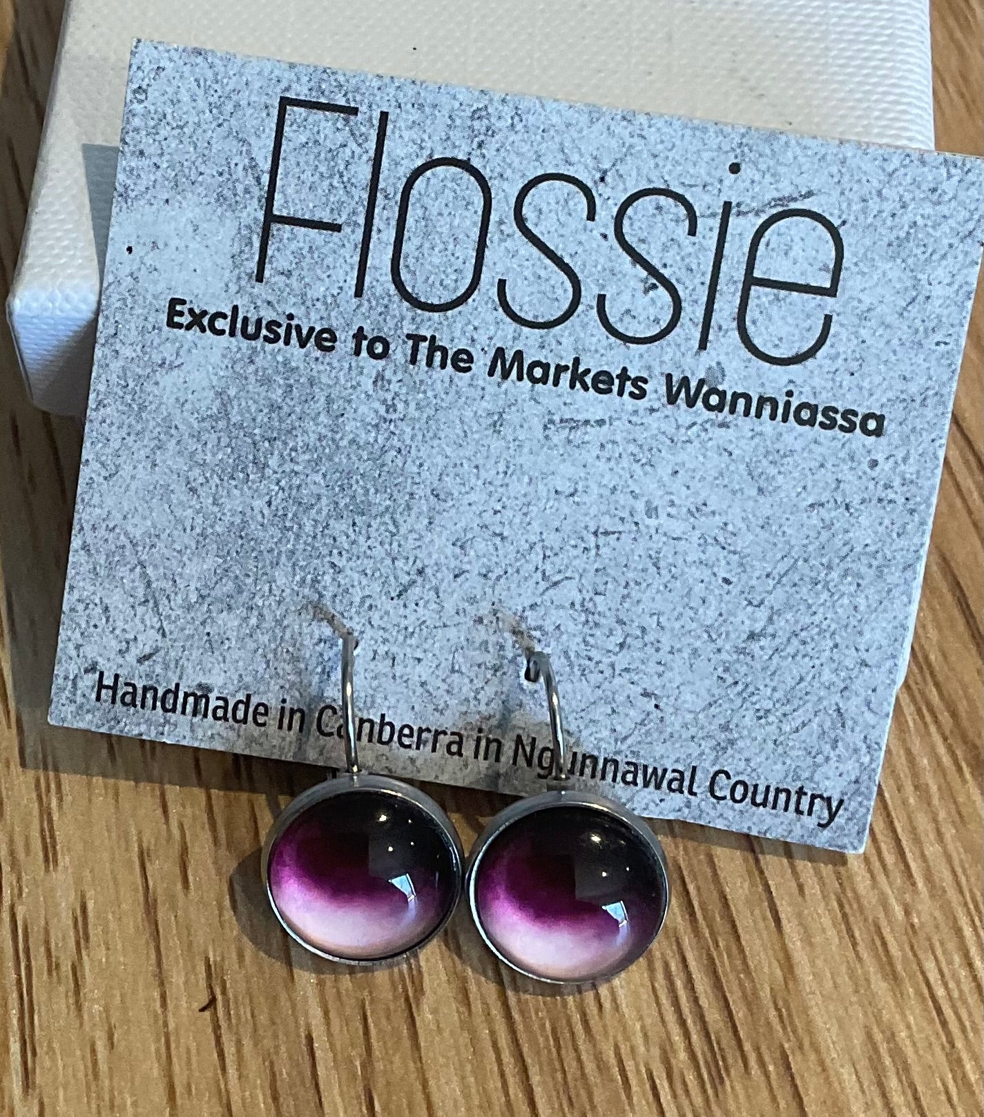 *Earrings Glass Dome Dangles Wine Ombre