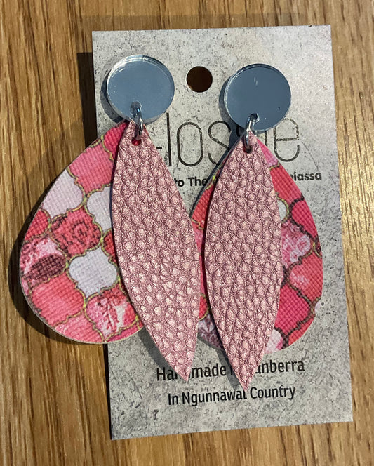 *Earrings Pink Tile Dangles