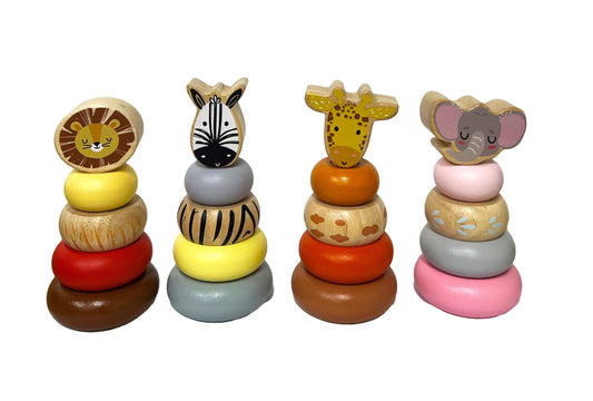 Wooden Mini Safari Animal Stacking Toy