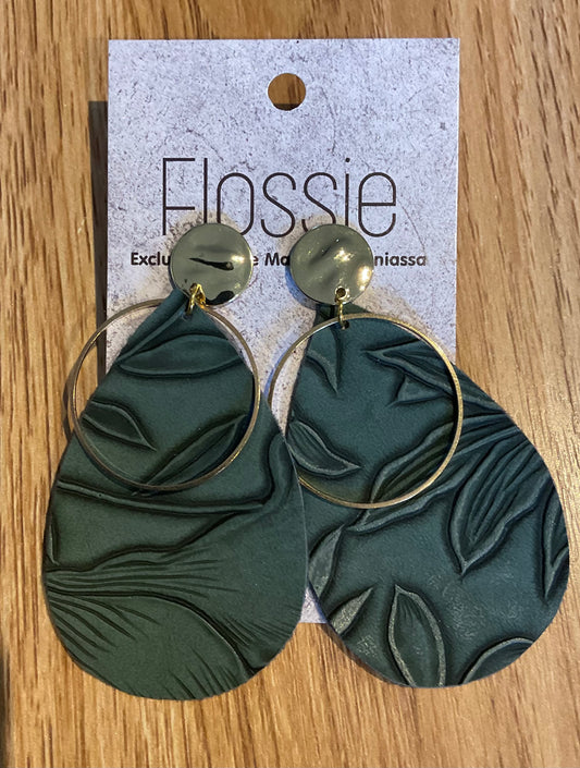 *Earrings Sage Embossed Dangles