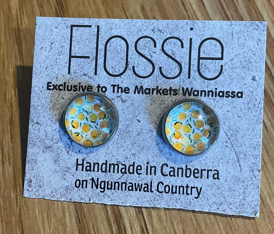*Earrings Lemon Glass Dome Studs