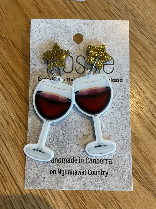 *Earrings Wine Glass Dangles