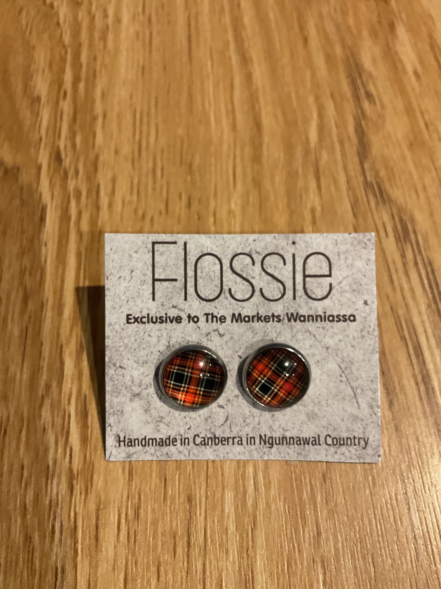 *Earrings Red Tartan Studs