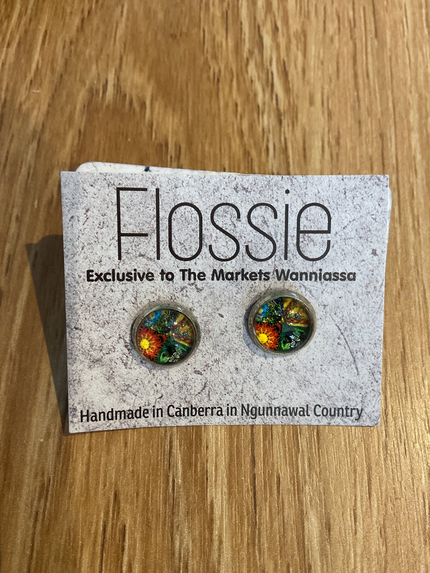 *Earrings Floral Glass Dome Studs