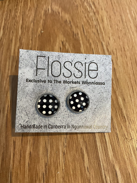 *Earrings Black Spots Studs
