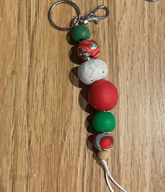 *Beaded Keychain Red and Green