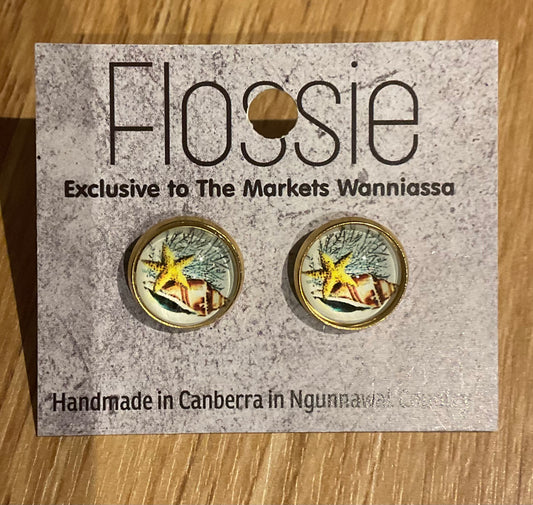 *Earrings Starfish Glass Studs