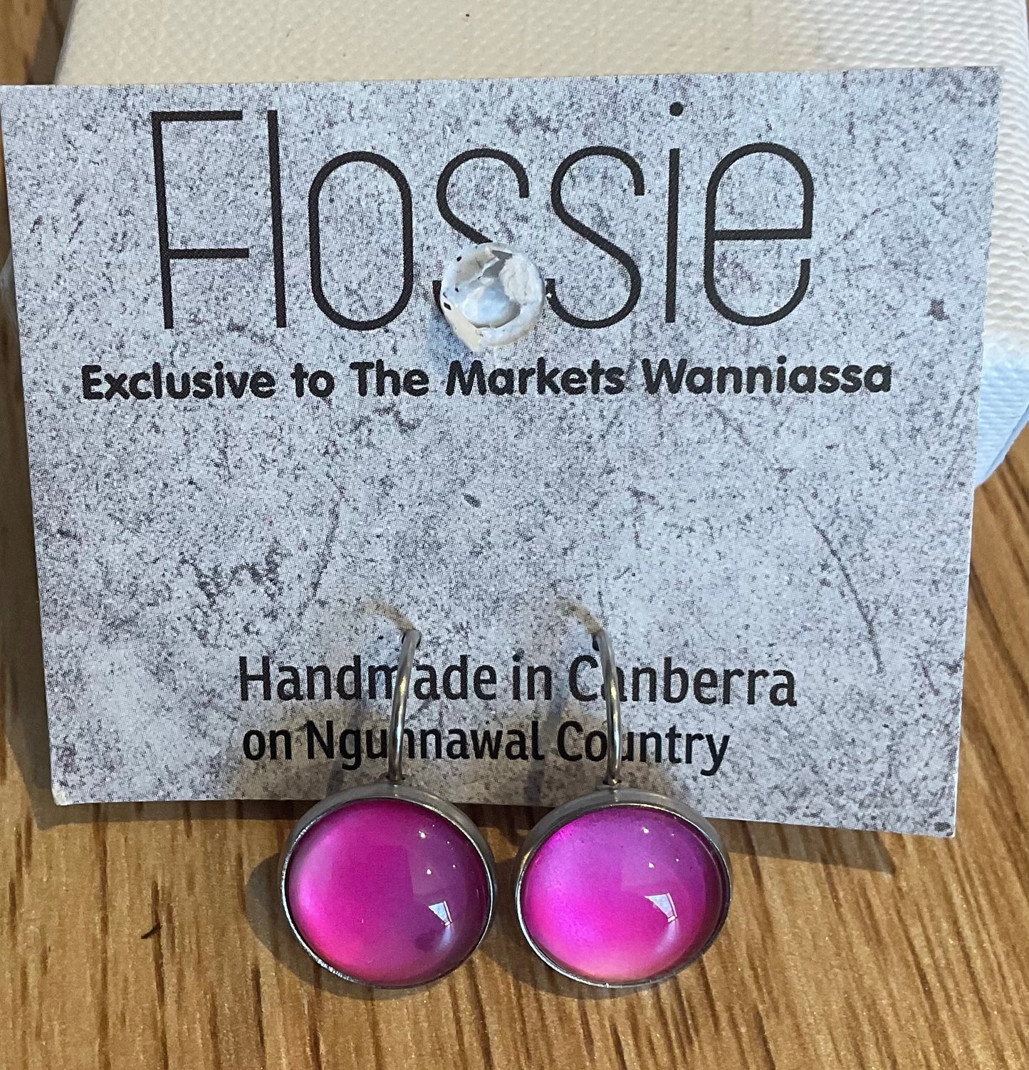 *Earrings Glass Dome Dangles Pink Ombre
