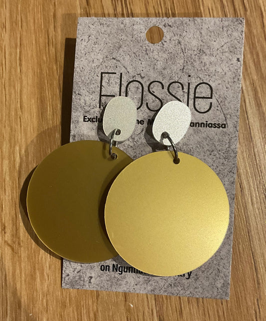 *Earrings 4cm Round Gold Dangles