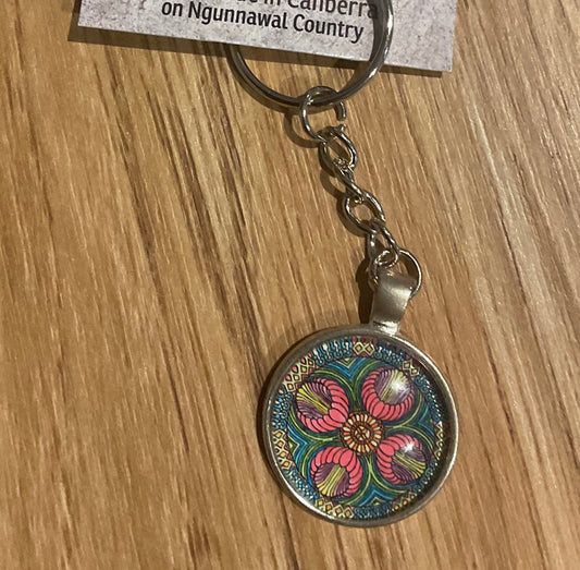 *Glass Dome Keychain Silver