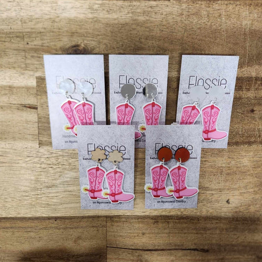 Earrings Pink Cowboy Boots Dangles