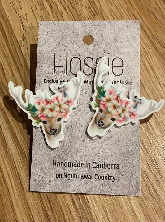 *Earrings Deer Flower Crown Studs