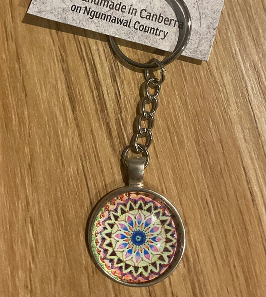 *Glass Dome Keychain Silver