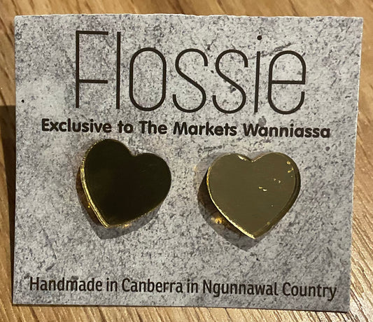 *Earrings Gold Mirror Heart Studs