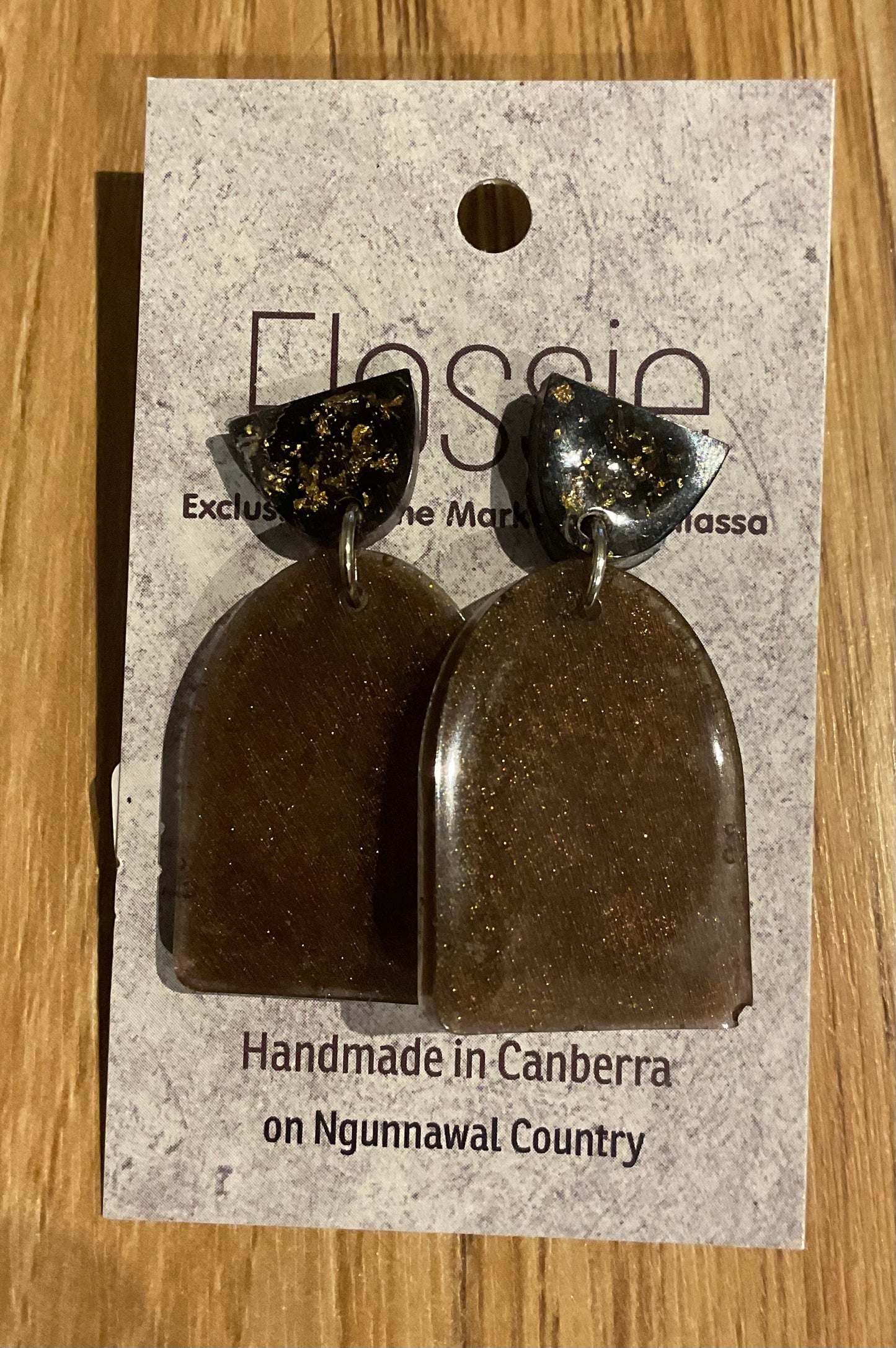 *Earrings Resin Brown Dangles