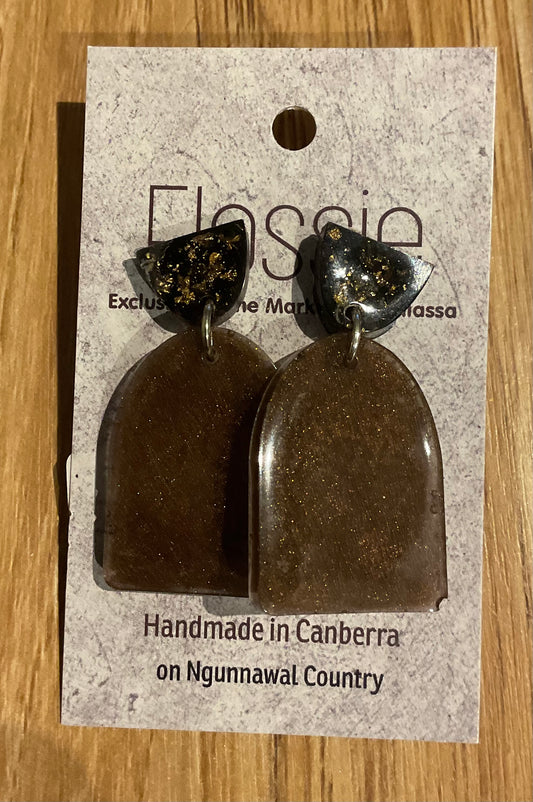 *Earrings Resin Brown Dangles