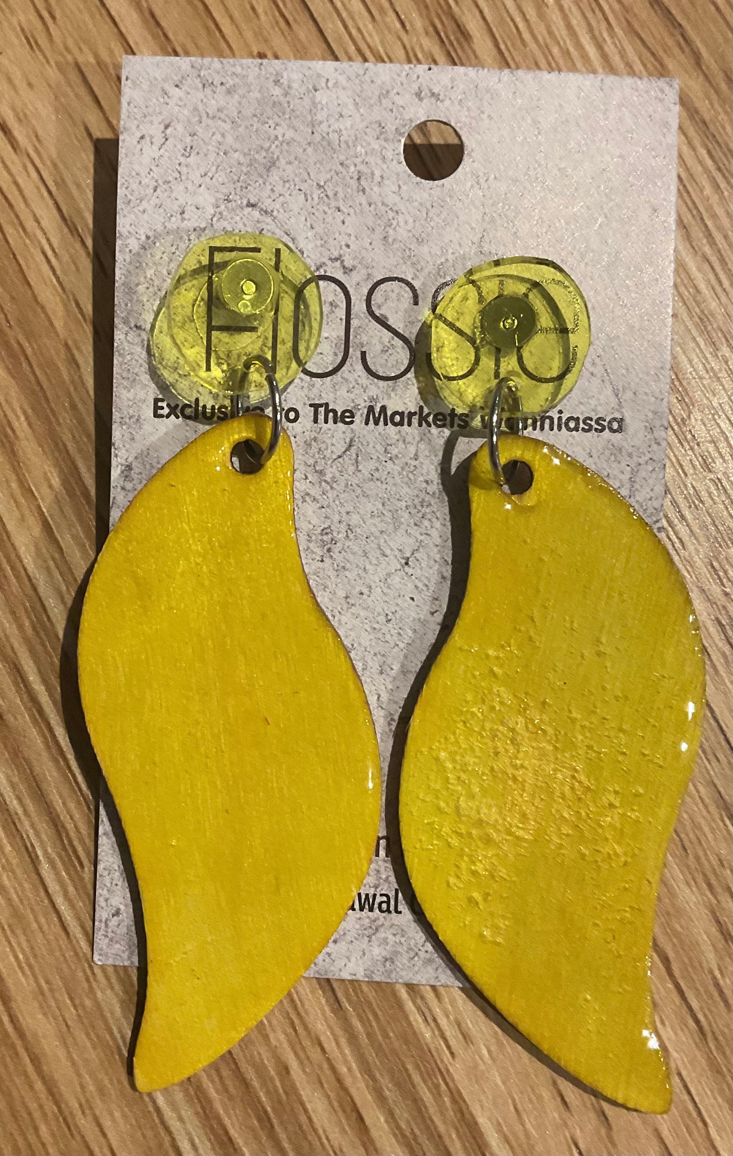 *Earrings Hand Painted Yellow Resin Dangles