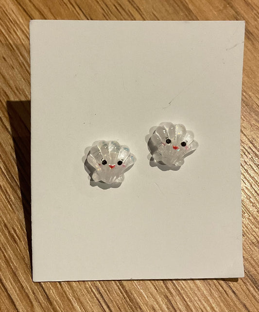 *Earrings Teeny White Shell Studs