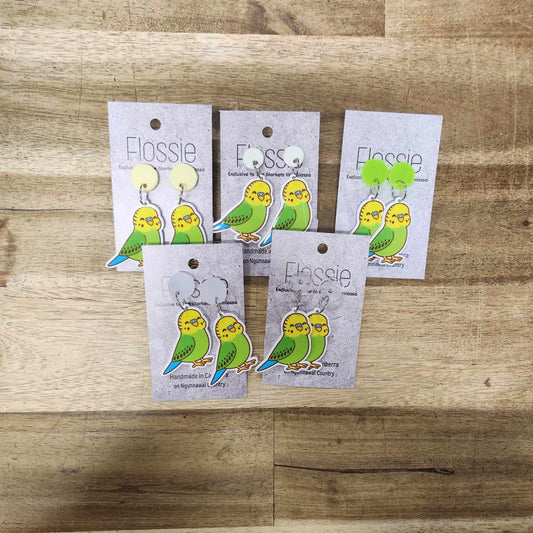 Earrings Colourful Budgie Dangles