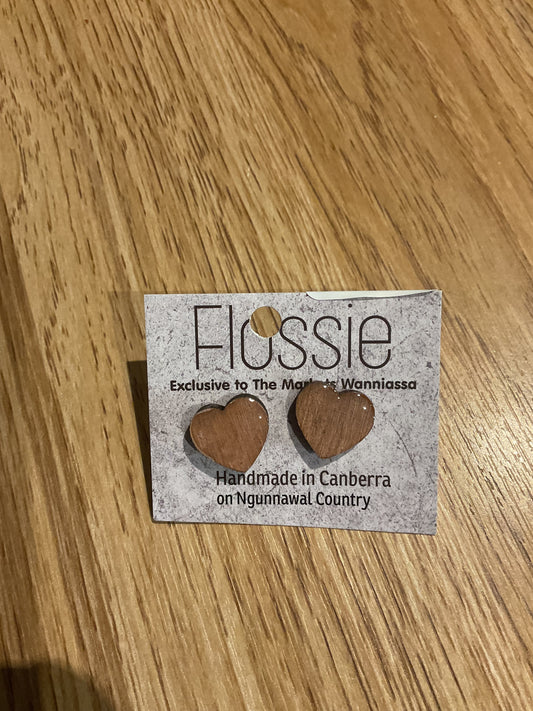 *Earrings Resin Hearts Brown