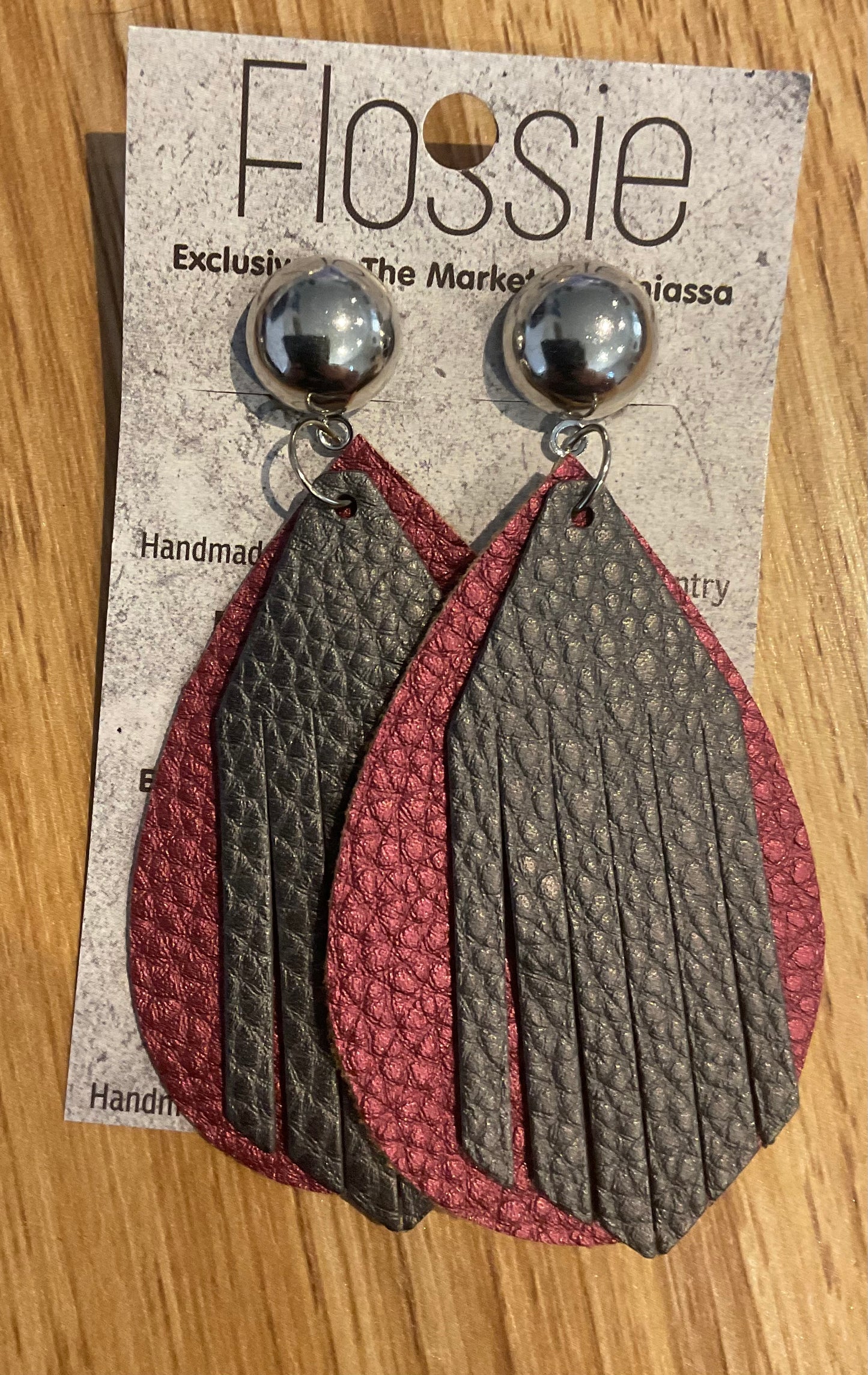 *Earrings Clip on Dangles Faux Leather