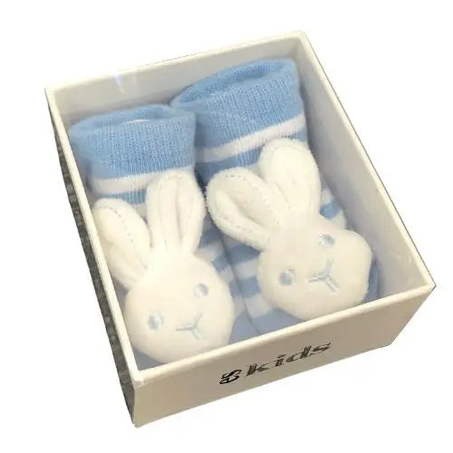 Bunny Socks with Rattles - Blue