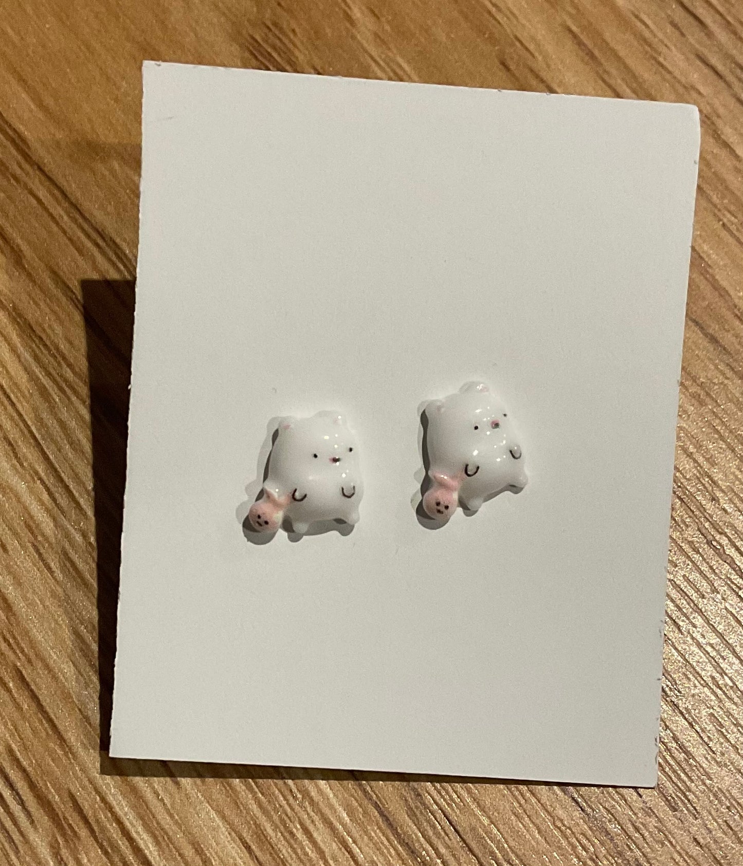 *Earrings White Cat Studs