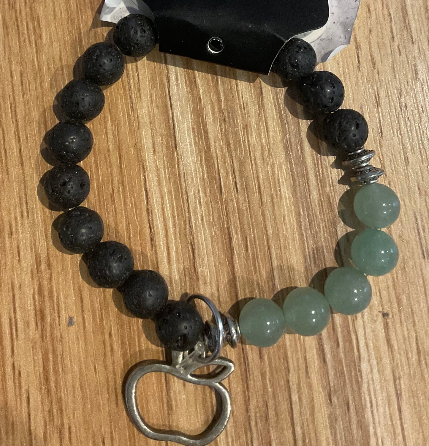 *Bracelet Lava Beads and Jade Gemstones